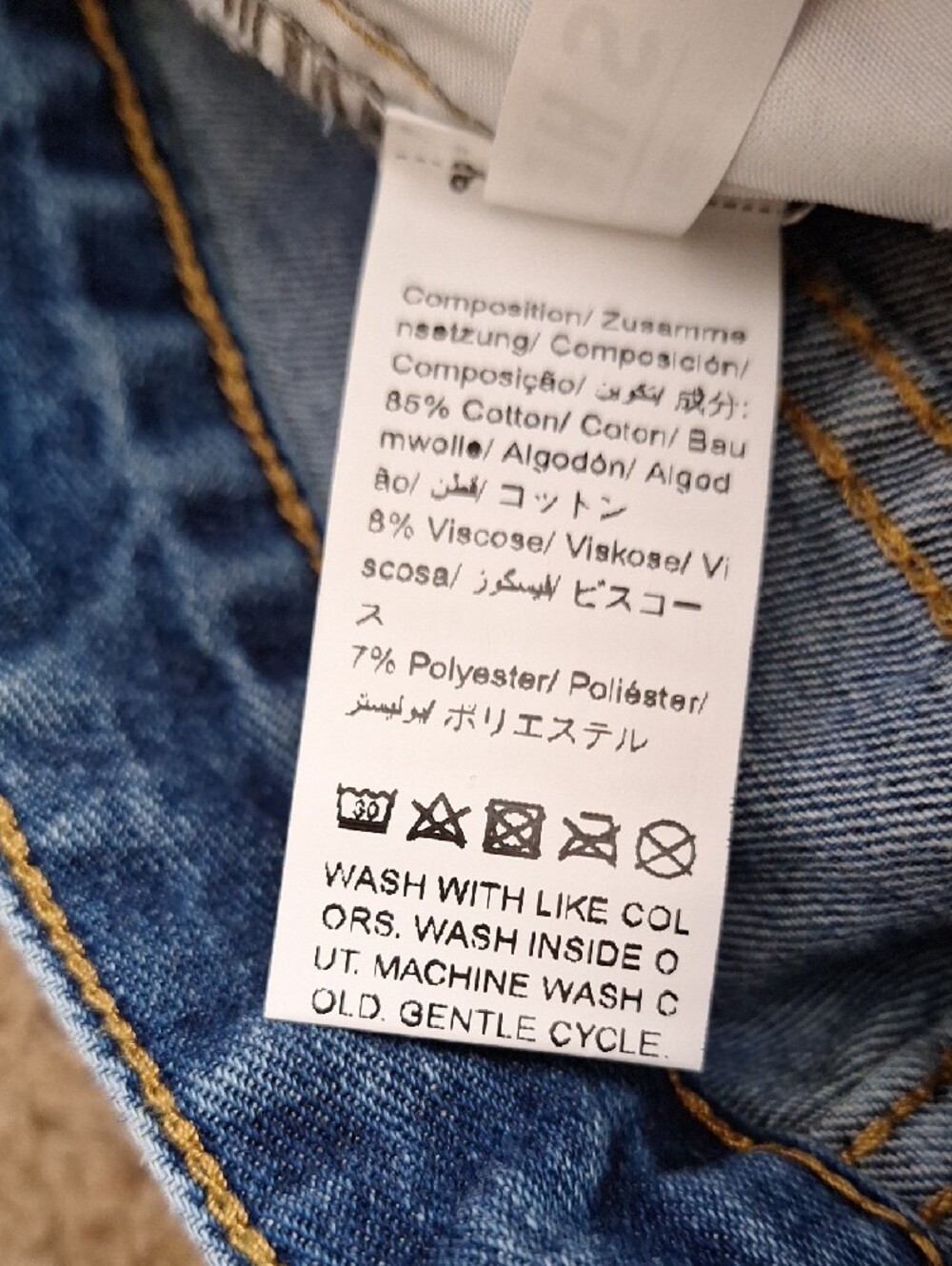 Blue Patchwork Boyfriend Jeans with Dark Denim Accents. Size XS - Picture 9 of 9
